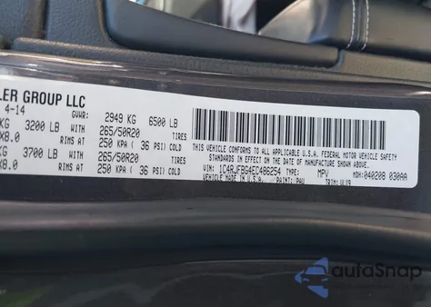 2014 Jeep Grand Cherokee Limited из США, поврежденный, VIN 1C4RJFBG4EC486254